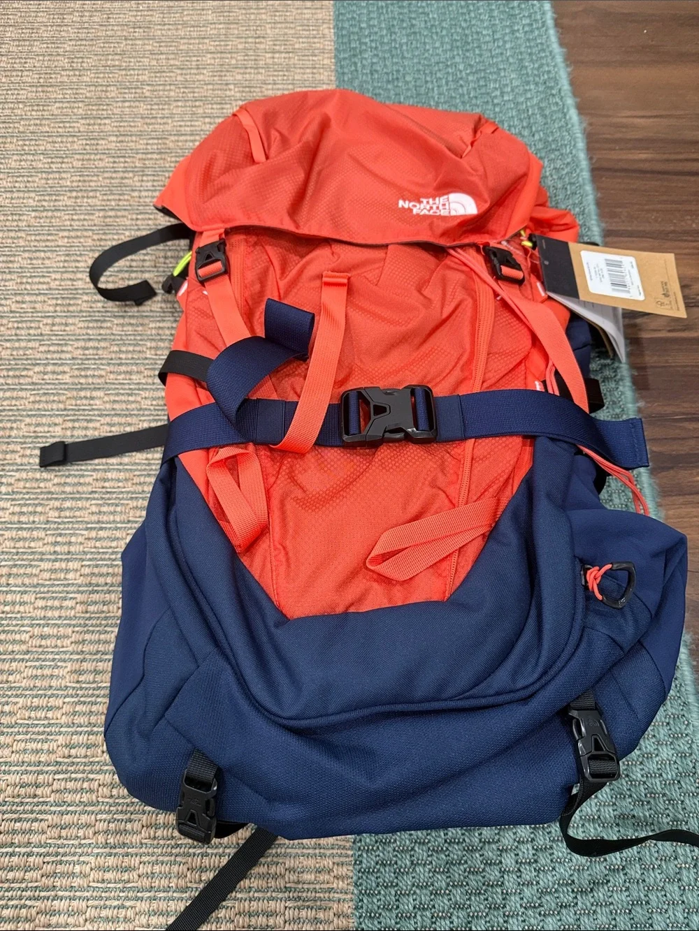 The North Face Red and Navy Lightweight Hiking Backpack